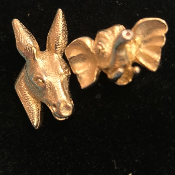 Vintage 1950s/60's era Political Party Tie Tack Pins Set/2 Elephant & Donkey - Picture 3 of 6